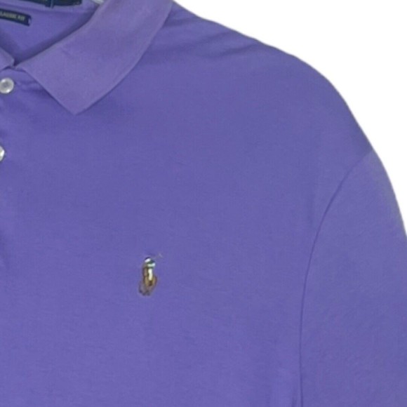 Polo Ralph Lauren Men’s Polo Shirt Solid Purple Embroidered Pony Chest Logo XL - Picture 4 of 6